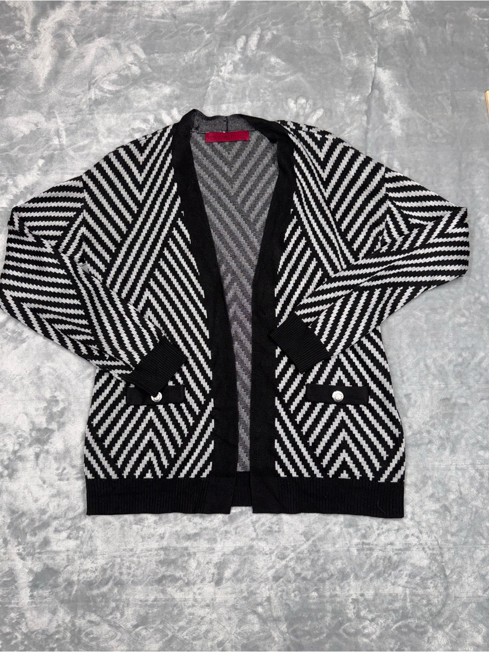 Love Scarlett Cardigan with Black and Gray Chevron